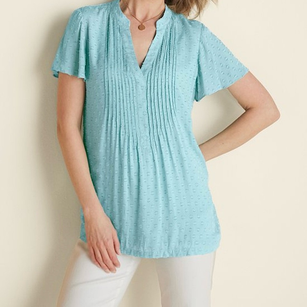 Soft Surroundings Aquatic Blue Offshore Top